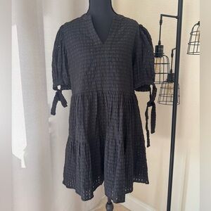 Pinch Mya Casual Feminine Black Boxy Mini Dress Size Medium